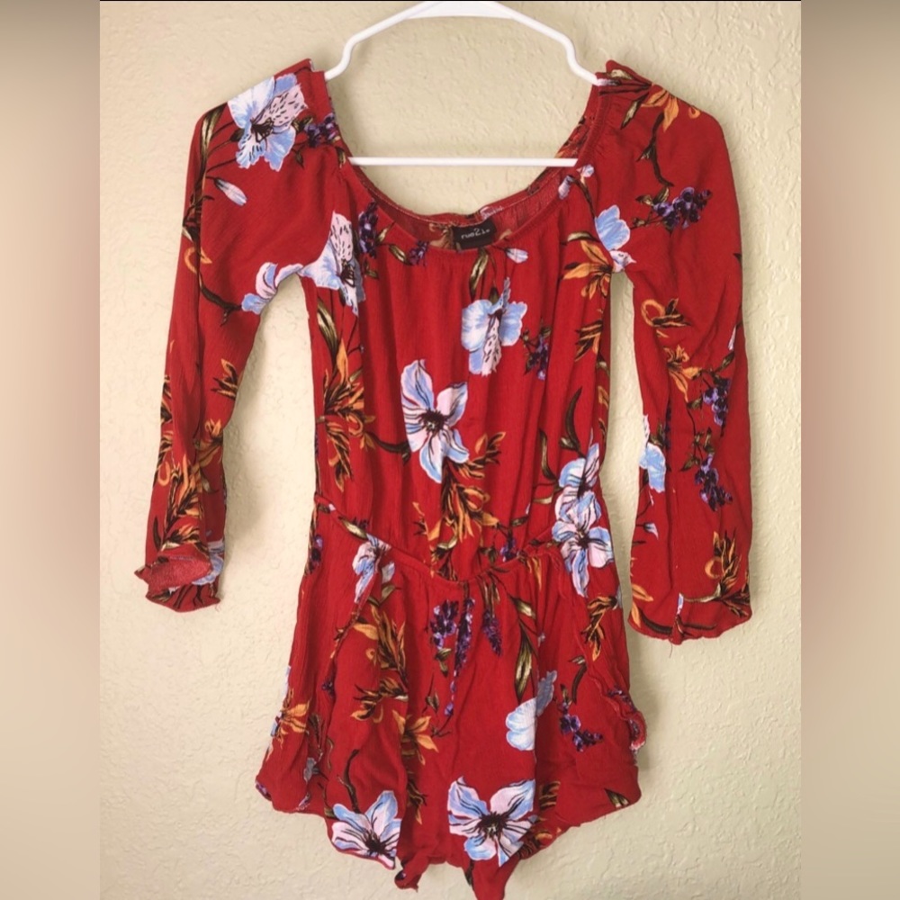 Red Floral Romper